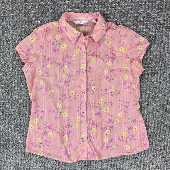 ALC At Last Shirt Womens Large Button Floral Cottagecore Everyday Pink - Picture 8 of 9